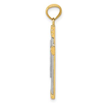 Modern Design Cross Pendant in 14K Two-Tone Gold 2