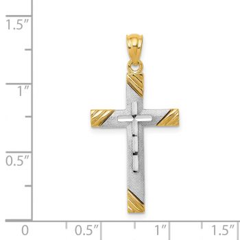 Modern Design Cross Pendant in 14K Two-Tone Gold 3