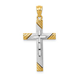 Modern Design Cross Pendant in 14K Two-Tone Gold