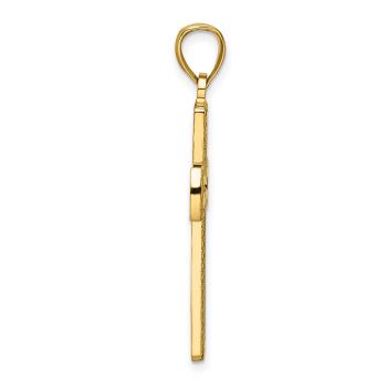14K Solid Gold Open Beaded Cross Pendant 2