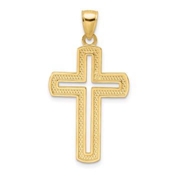 14K Solid Gold Open Beaded Cross Pendant 3