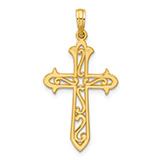 14K Gold Open Scrollwork Cross Pendant
