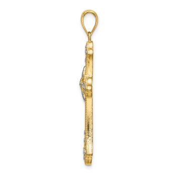 Ornate Budded Cross Pendant in 14K Two-Tone Gold 2