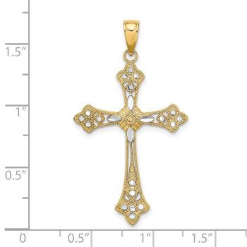 Ornate Budded Cross Pendant in 14K Two-Tone Gold 4