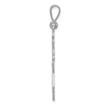 14K White Gold Ornate Fleur de Lis Cross Pendant 2