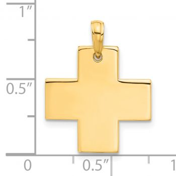 14K Solid Gold Plain Greek Cross Pendant 4