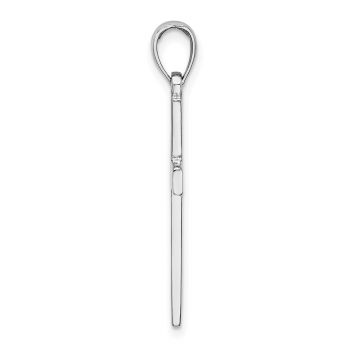 14K Solid White Gold Plain Polished Cross Pendant 2