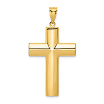 14K Gold Plain Polished Wide Cross Pendant for Men