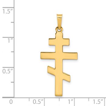Plain Polished Eastern Orthodox Cross Pendant in 14K Solid Gold 3
