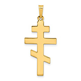 Plain Polished Eastern Orthodox Cross Pendant in 14K Solid Gold
