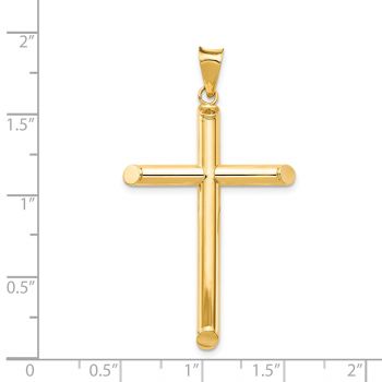 Men's Plain Polished Tube Cross Pendant in 14K Gold 3