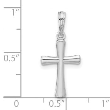 14K White Gold Plain Rounded Women's Cross Pendant 3