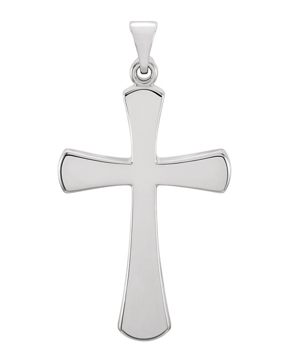 Platinum Polished and Beveled Cross Pendant