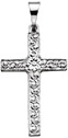 Small Platinum Etched Flower Cross Pendant for Women