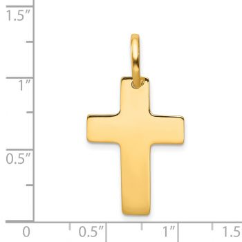 Flat Plain Polished Cross Pendant 14K Gold 2