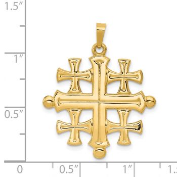 Polished Jerusalem Cross Pendant in 14K Solid Gold 3