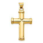 14K Gold Reversible Pillar Cross Pendant