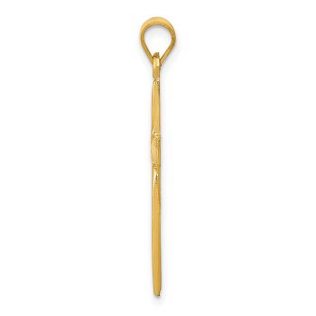 14K Solid Gold Polished Star Cross Pendant 2