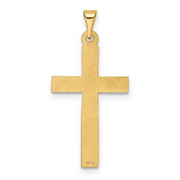 14K Solid Gold Polished Star Cross Pendant 3