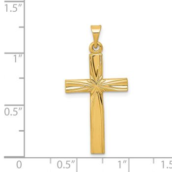 14K Solid Gold Polished Star Cross Pendant 4