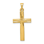 14K Solid Gold Polished Star Cross Pendant