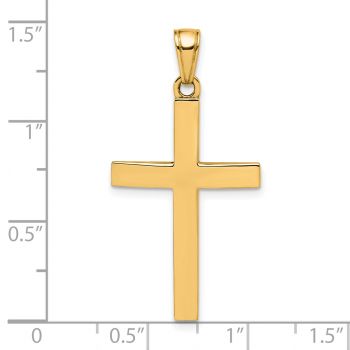 14K Gold Solid Beveled Cross Pendant 3