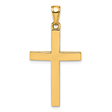 14K Gold Solid Beveled Cross Pendant