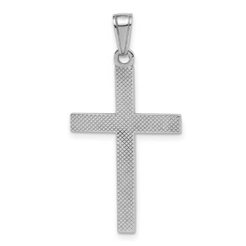 Solid Beveled Cross Pendant in 14K White Gold 3