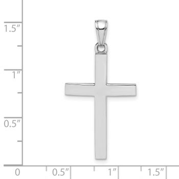 Solid Beveled Cross Pendant in 14K White Gold 4