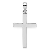 Solid Beveled Cross Pendant in 14K White Gold