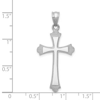 14K White Gold Traditional Flared Latin Cross Pendant 3