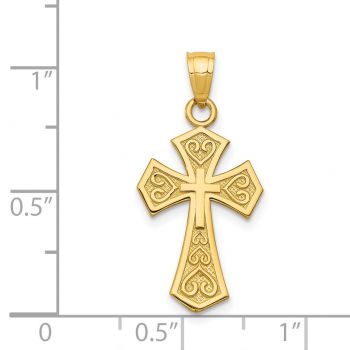 Reversible God Loves Heart Cross Pendant in 14K Gold 4