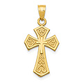 Reversible God Loves Heart Cross Pendant in 14K Gold