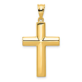 14K Gold Reversible Plain Polished Cross Pendant