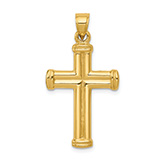 14K Gold Reversible Split Cross Pendant