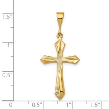 Ribbed Passion Cross Pendant in 14K Solid Gold 3