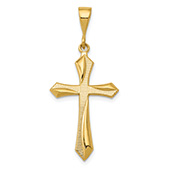 Ribbed Passion Cross Pendant in 14K Solid Gold
