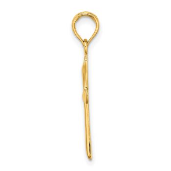 14K Gold Round Beveled Cross Pendant 2