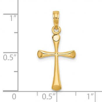 14K Gold Round Beveled Cross Pendant 3