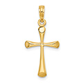 14K Gold Round Beveled Cross Pendant
