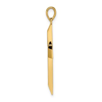 14K Gold Brushed Bevel-Edged Cross Pendant for Men 2
