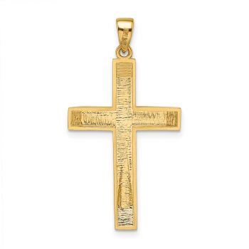 14K Gold Brushed Bevel-Edged Cross Pendant for Men 3