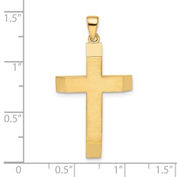 14K Gold Brushed Bevel-Edged Cross Pendant for Men 4