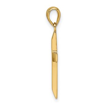 Medium 14K Gold Brushed Beveled Cross Pendant 2