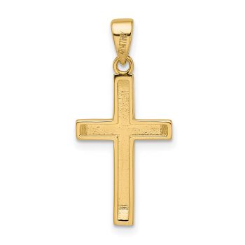 Medium 14K Gold Brushed Beveled Cross Pendant 3