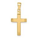 Medium 14K Gold Brushed Beveled Cross Pendant