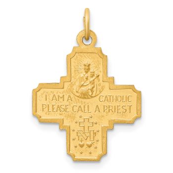14K Gold Satin 4-Way Jerusalem Cross Medal Pendant 3