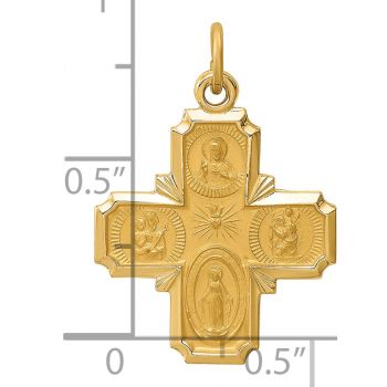 14K Gold Satin 4-Way Jerusalem Cross Medal Pendant 4