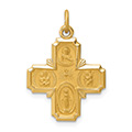 14K Gold Satin 4-Way Jerusalem Cross Medal Pendant