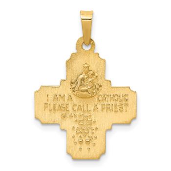 14K Gold Hollow Satin 4-Way Jerusalem Cross Pendant 3